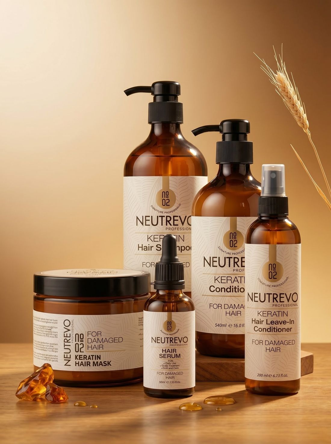 Neutrevo Professional keratin saç bakım serisi ambalaj tasarımı